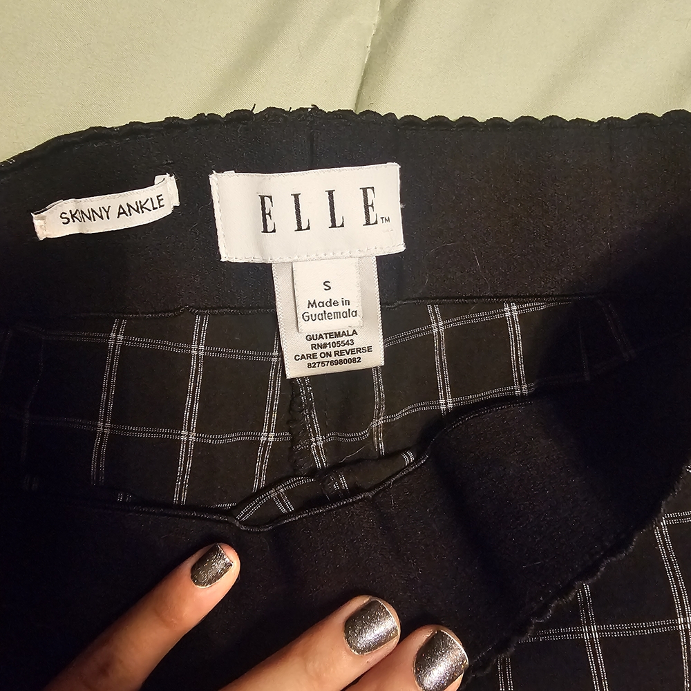 Elle Black Checkered Ankle Pants